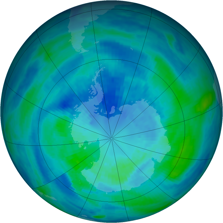 Antarctic ozone map for 30 March 1986